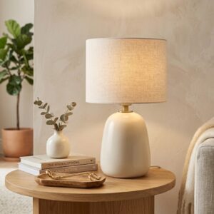 Nordic Ceramic Bedside Table Lamp – Soft Warm Light for Bedroom Decor