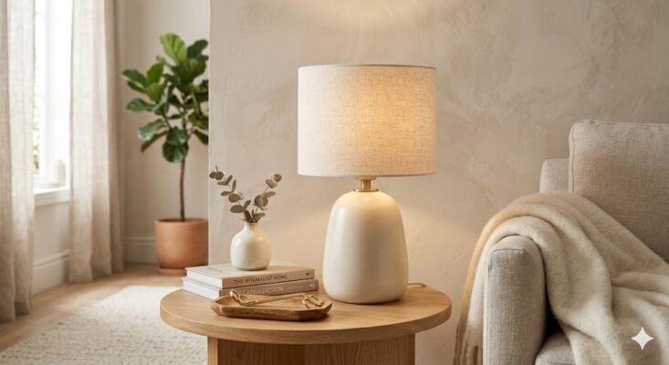 Nordic Ceramic Bedside Table Lamp – Soft Warm Light for Bedroom Decor